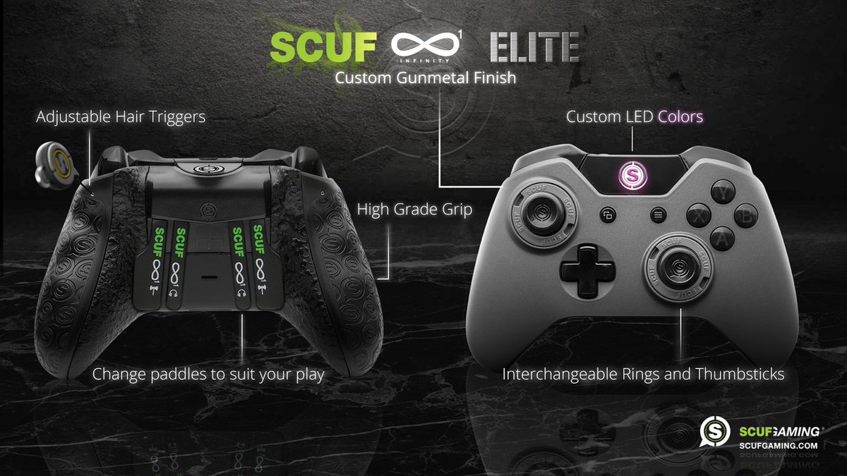 ScufGaming's tweet photo. The SCUF Infinity1 Elite can be configured to your personal taste, show us your creations? https://t.co/Xmw0eynYYY https://t.co/2SStYdzrkB