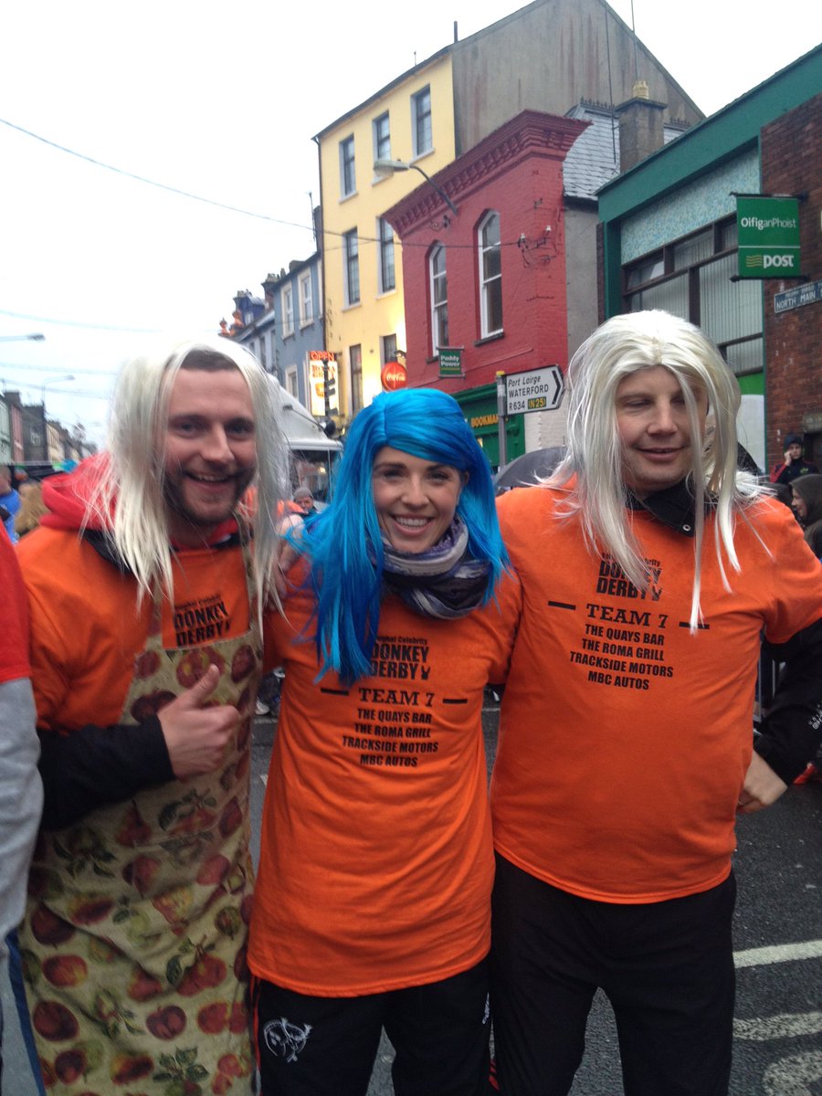 #donkeyderby2016 Team 7 members, Gary Nolan, Bryan Walsh and <a href="/kateharro1989/">Kate Harrington</a> ready for the 4 legged race