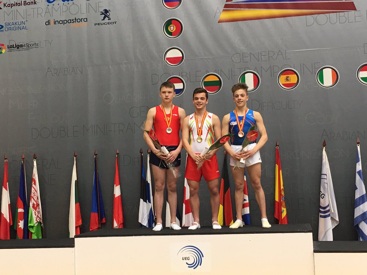 EuroTra2016's tweet photo. DMT boys final 

1. Romao POR 
2. Egorov RUS 
3. Vilarasau ESP 

Congrats!! #EuroTra2016 https://t.co/ClzsQey1Ap