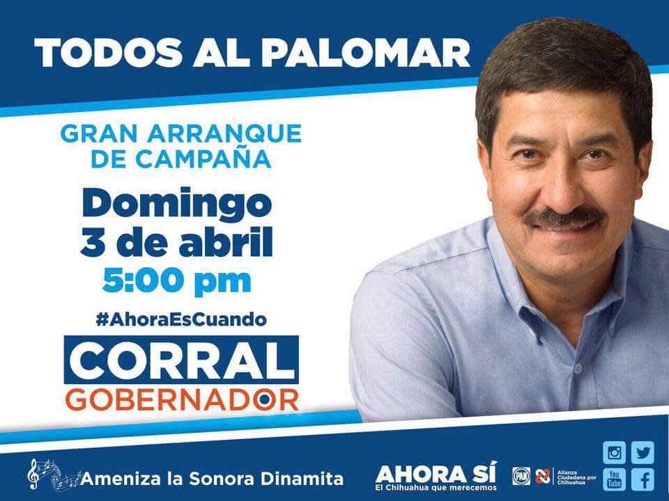 marcelafado's tweet image. Nos vemos al rato!Todos con @Javier_Corral #AhoraEsCuando #CorralGobernador 👏🏻🙏🏻✔️🎉Arrancamos x 1 #Chihuahua justo!