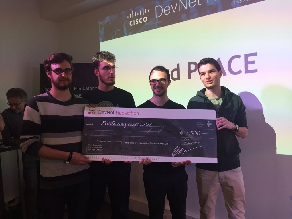 BeMyAppFR's tweet photo. Congratulations to the 3rd place winner Gaia! #DevnetHackathon https://t.co/6AkMrRY26P