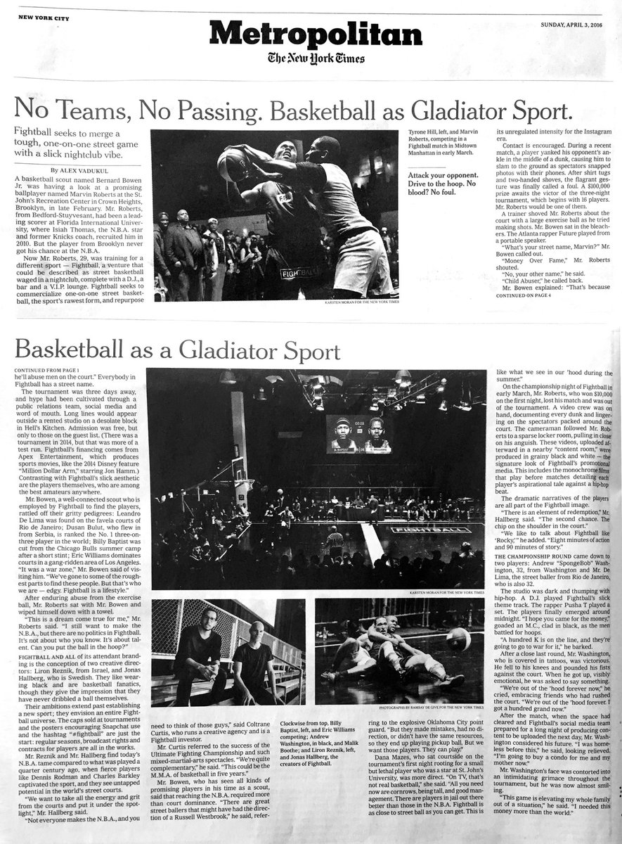 FIGHTBALLNATION's tweet photo. The new wave of basketball in today's New York Times. @nytimes https://t.co/HUmw8yxoGt #NYT 

#FIGHTBALL https://t.co/PzySYxzqMn