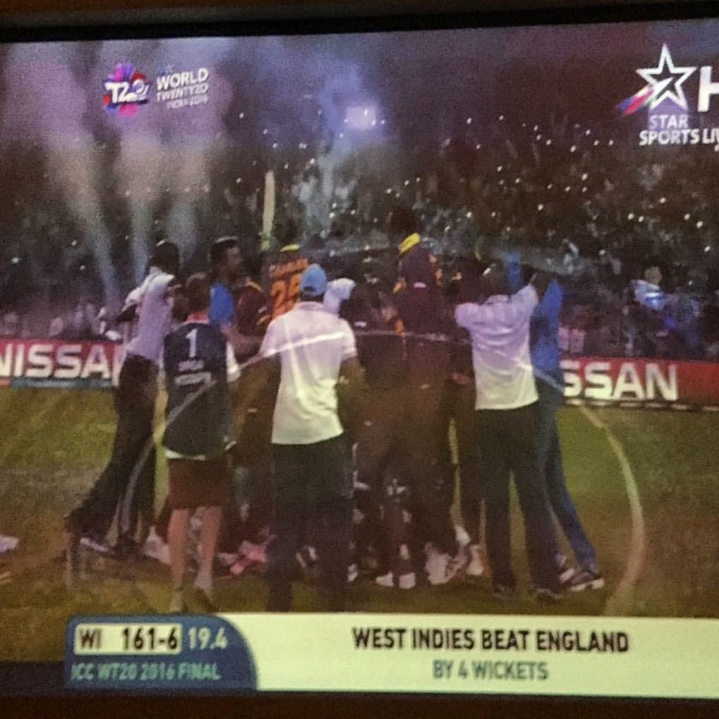 Congratulations @westindies Team. Unbelievable Victory. Well played @englandcricket Team 😇
#Champion #WT20Final
