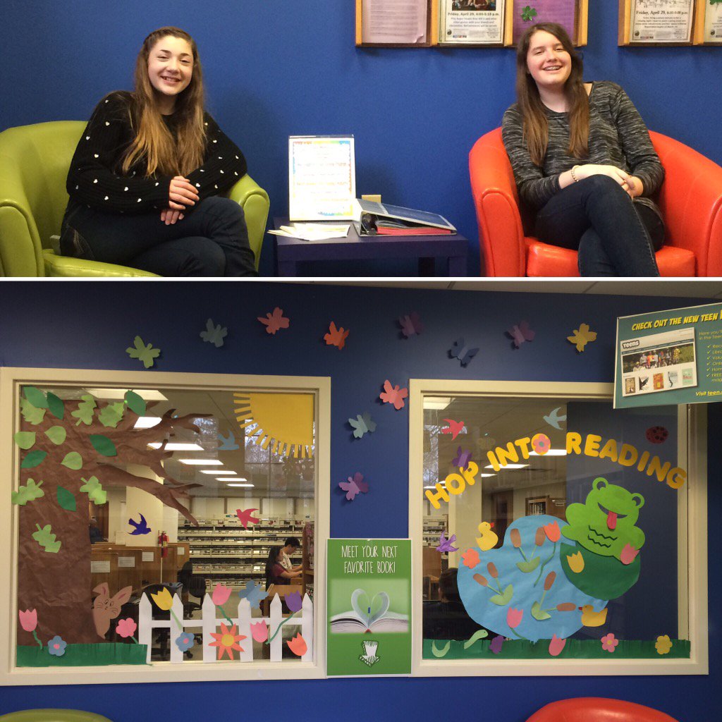 Escml's tweet photo. Thanks 2 teen volunteers Anna & Amy 4 decorating the Teen Room 4 #April!
#EmmaTeens #HopIntoReading https://t.co/hMLO4daUUs