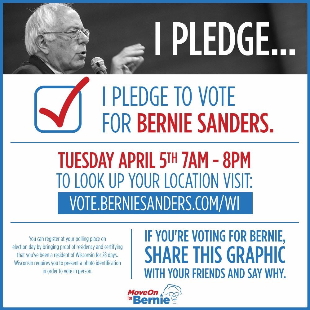 WaupacaBernieSC's tweet photo. #vote #wisconsin https://t.co/O6N5YyJEur