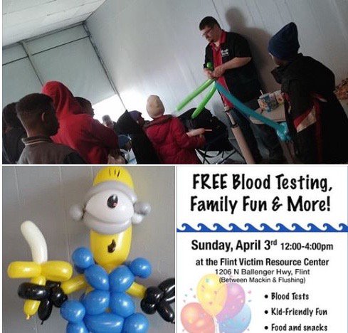 1800LAWFIRM's tweet photo. Right Now Free blood testing &amp; family fun! #FlintWaterCrisis #ProtectFlintsFuture  https://t.co/p66JUaeYdj https://t.co/yimTvI5Zuv