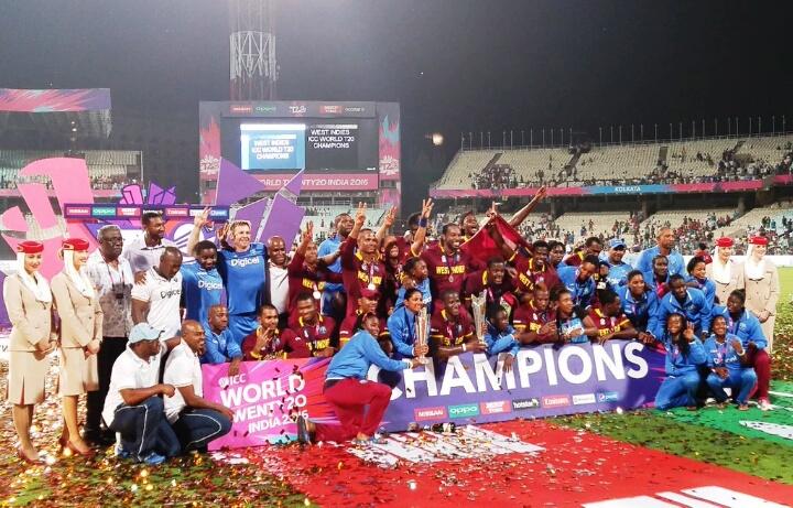 WT20official's tweet photo. West Indies #WT20 2016 CHAMPIONS!!! #WT20Final https://t.co/Xg92UODbgZ