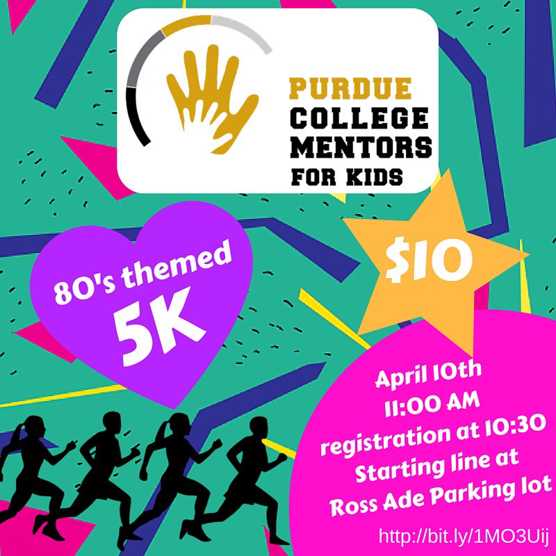 CMFKPurdue's tweet photo. Run, walk or dance! Join us for our 80's themed 5k race! https://t.co/zYX5DTKZVH? https://t.co/vPFmdldxU4
