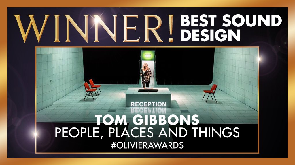 OlivierAwards's tweet photo. And Tom Gibbons takes the sound design #OlivierAwards for @pptonstage! https://t.co/oLZBEHjldv