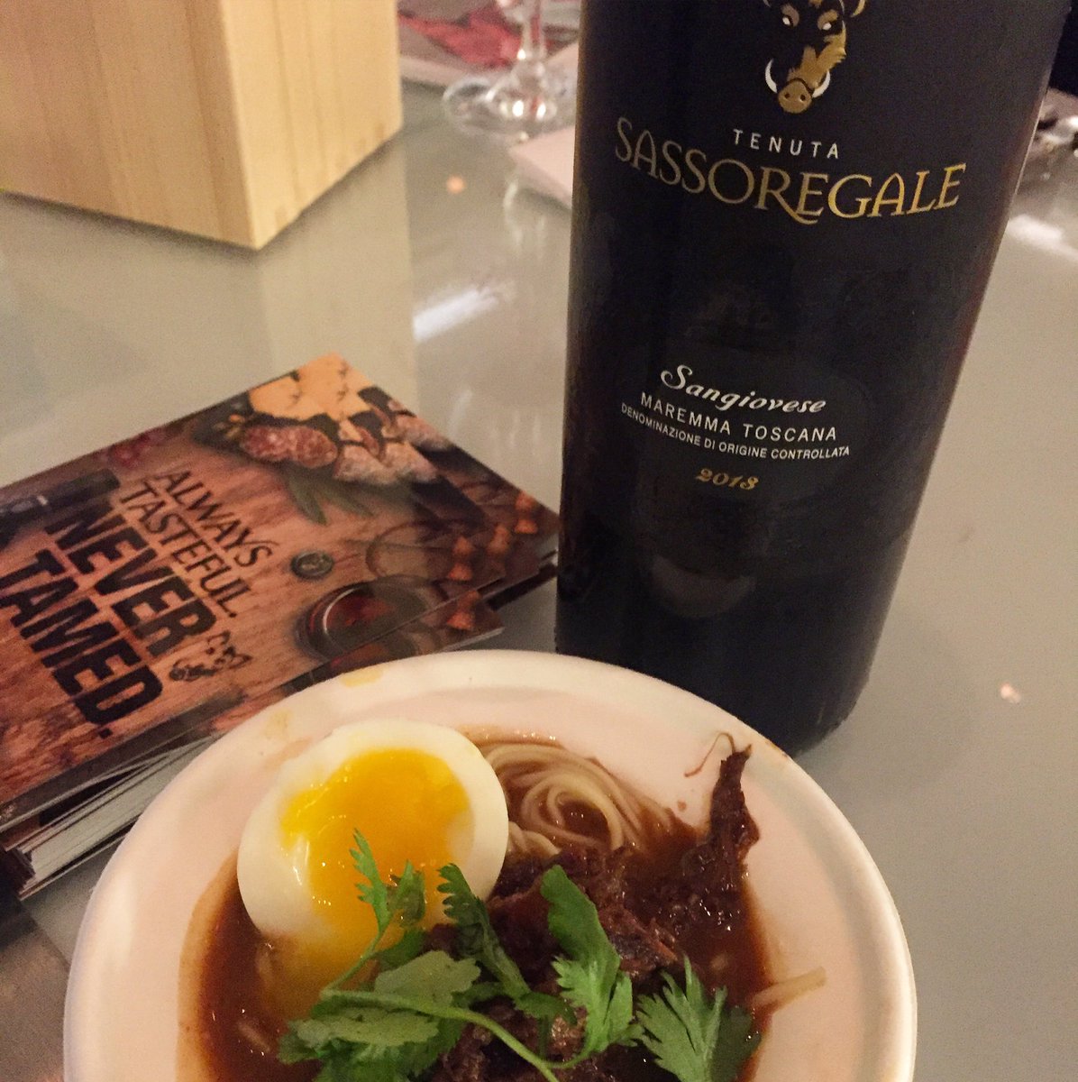Braised Short Rib Ramen by <a href="/pubbelly/">Pubbelly</a> &amp; <a href="/Sassoregale/">Sassoregale</a> Sangiovese = Perfect end to @COCHON555 Miami #cochonmiami #ramen