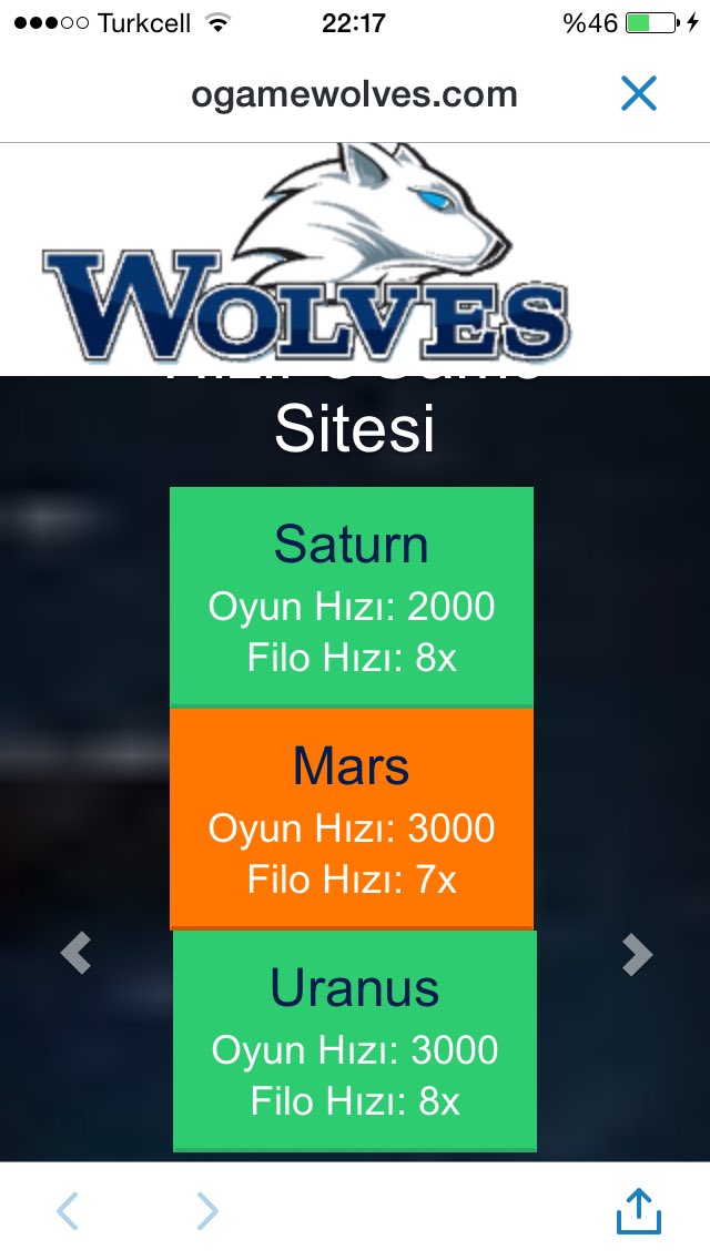 Heryerde her zaman online olabiliceğiniz mobil uyumlu oGame Wolves