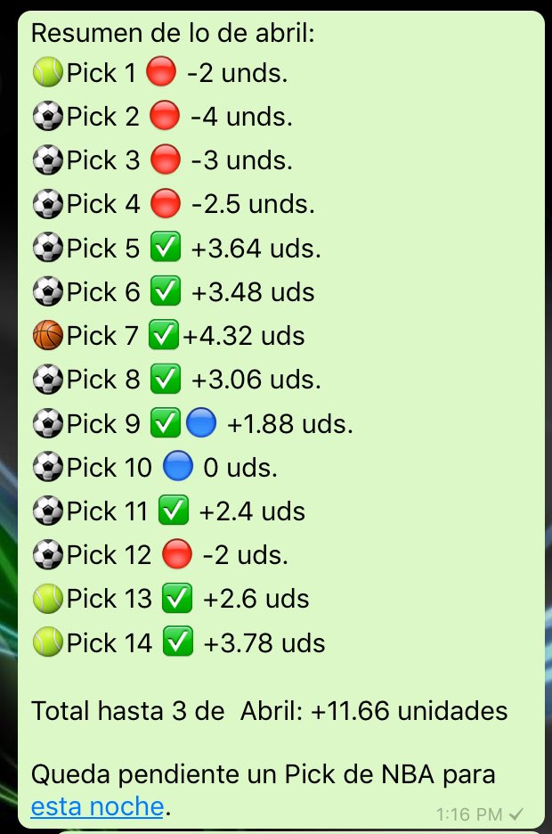 RadokVIP_'s tweet image. Acá están los Picks de Kyrgios (viernes) y los del fin de semana. 

Tenemos el mes en +11.66 unidades.