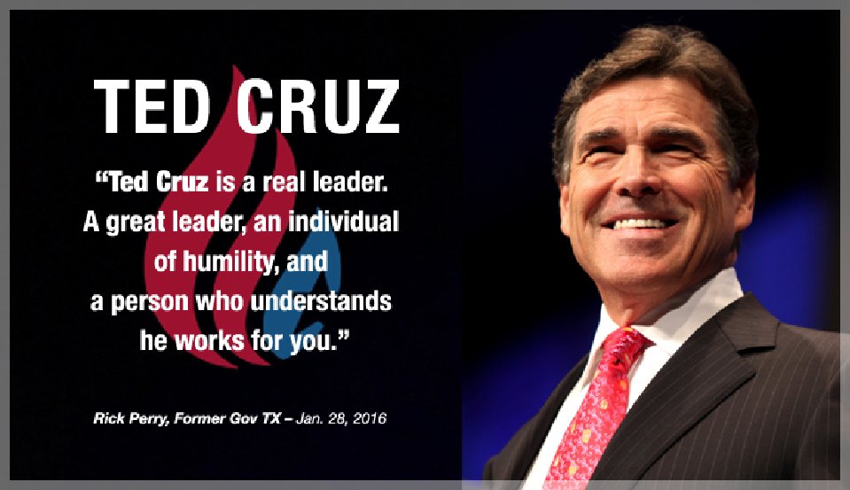 RICK PERRY Endorses Ted Cruz. 