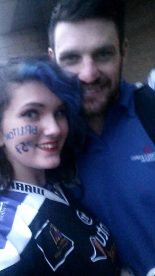 dragona871's tweet image. Bekki Wilson with Chris Bruton what an amazing guy thank you for giving up time to interact with us after the game