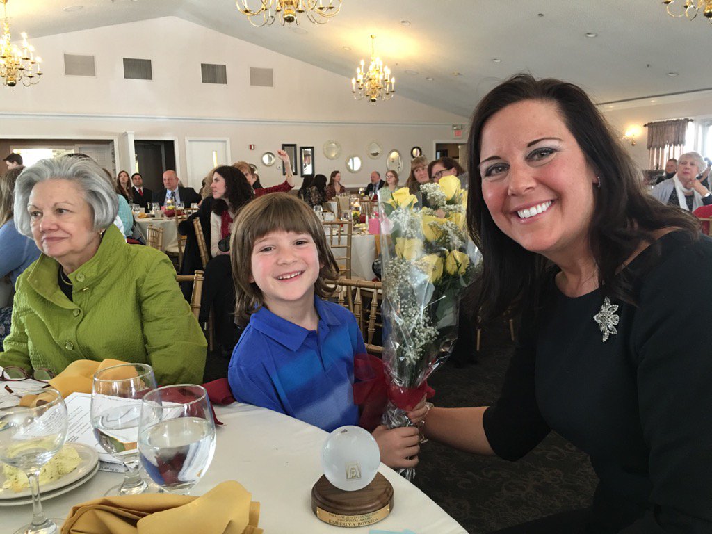 CrouseHealth's tweet photo. Zonta Club of Syracuse 2016 Crystal Award honoree Kimberly Boynton w/ son Henry &amp; mom Susan Smith. @ZontaCuse https://t.co/7dSbVKJ3Ta