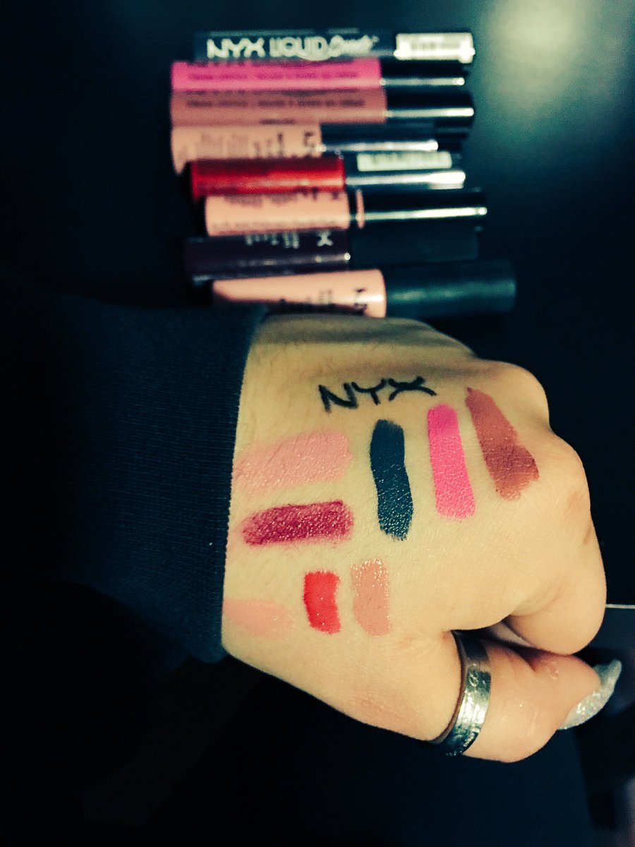 slamcools's tweet photo. Swatched my @NyxCosmetics collection last night! #lipstickslut #makeupjunkie https://t.co/DpNH6cNNP7