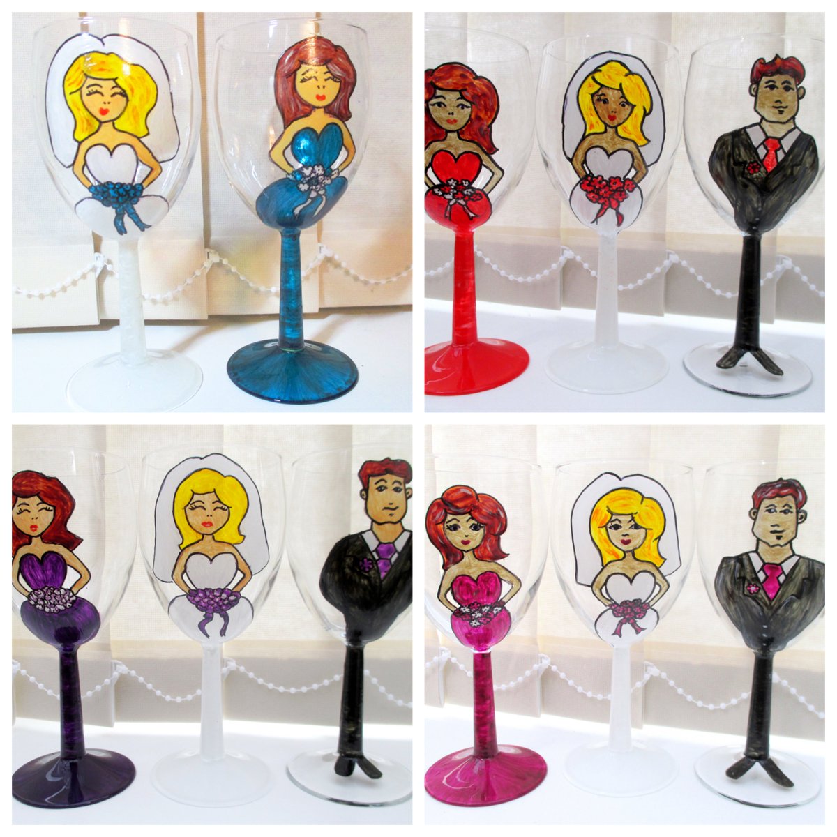 #Weddings #Bridesmaid #bridetobe #brides #Groom #handpaintedglasses #WeddingPartyGift #weddingseason