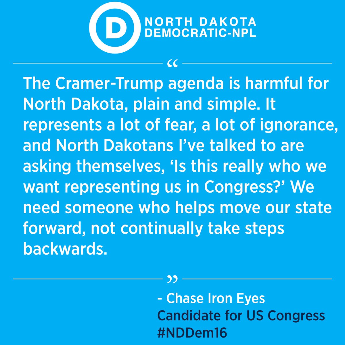 nddemnpl's tweet photo. .@kevincramer is now 1 of only 7 congressmen to endorse Donald Trump for president https://t.co/VrHGGxbFZH #ironeyes https://t.co/W6VQpm9tWE