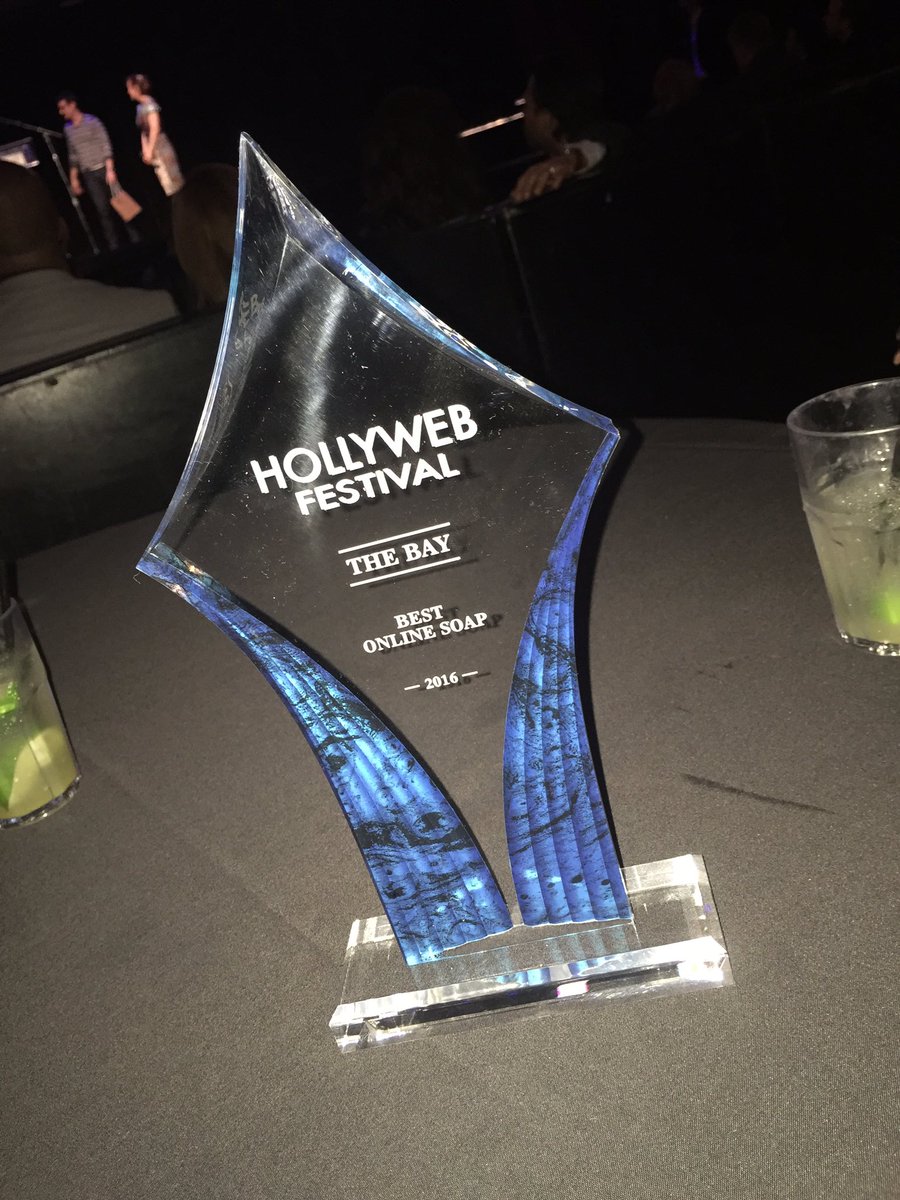 TheBaytheSeries's tweet photo. Look at that! Excited to announce @TheBaytheSeries won Best Online Soap at the @hollywebfest tonight! #Hollyweb2016 https://t.co/d5eVR2EzSF