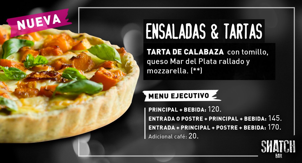 snatchbue's tweet photo. TU ALMUERZO ESTA EN #snatchbue !!
DE LUNES A SÁBADOS DE 12 A 15 HS.
LES RECOMENDAMOS:
Nuestra Tarta de Calabaza! https://t.co/HBMF0Zo1s4