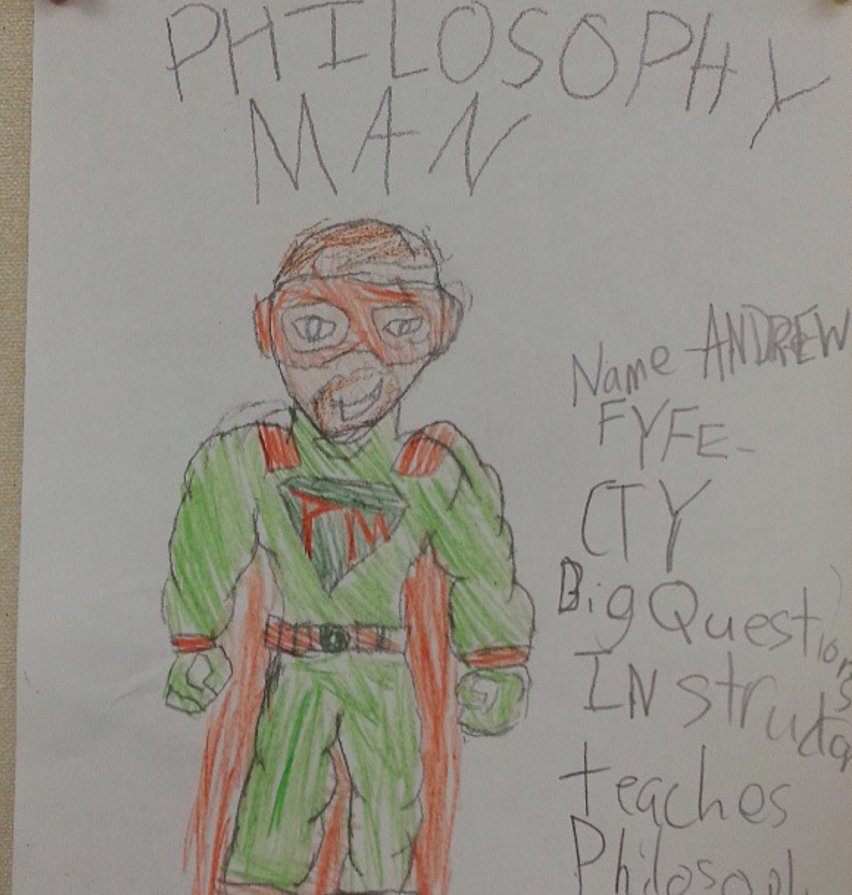 ATFyfe's tweet photo. "Philosophy Man" One of my middle school students drew this for me two summers ago at JHU #CTY https://t.co/DAsr9gi3HC