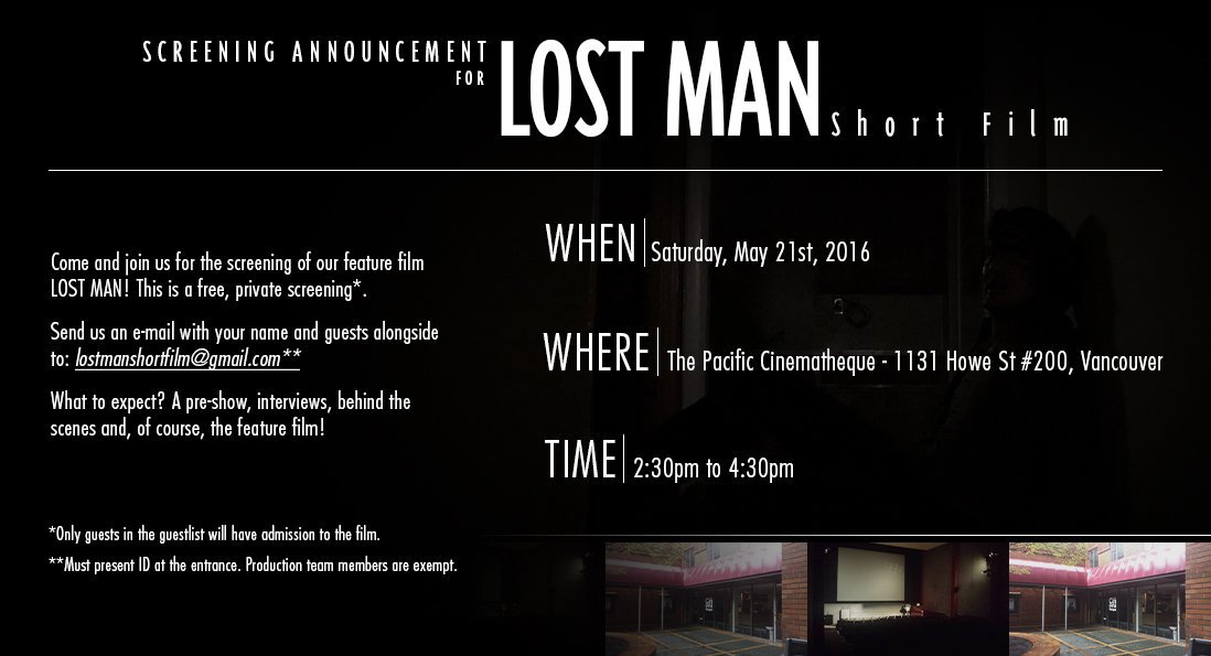 lostmanshort's tweet photo. Today we're happy to announce our #film's #screening on MAY 21st!! #shortfilm #filmmaking #filmmakers #indiefilm https://t.co/teKi6k4dv8