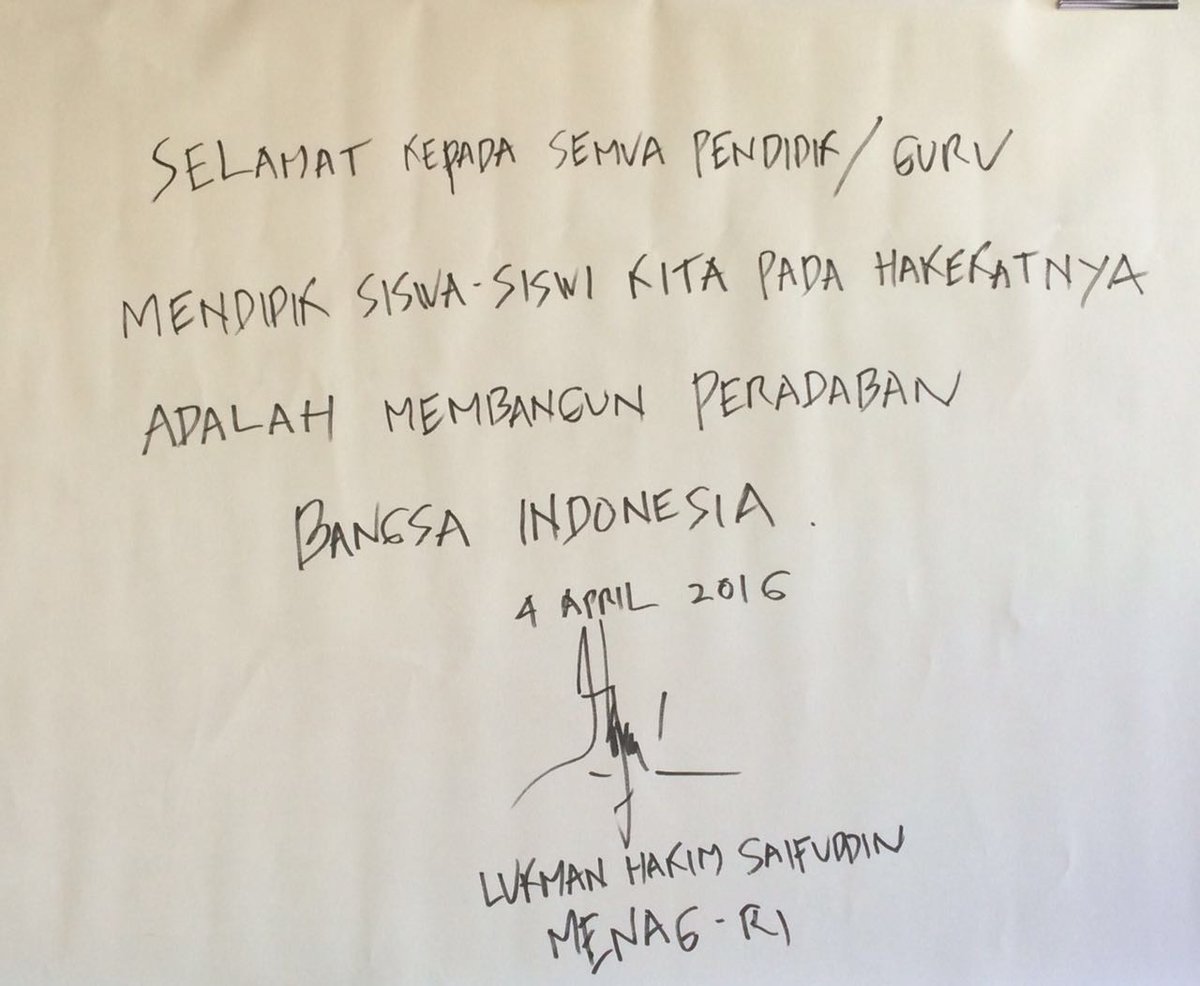 Inilah pesan Menag <a href="/lukmansaifuddin/">Lukman H. Saifuddin</a> untuk semua pendidik dan guru. #UN2016 #JujurBerprestasi