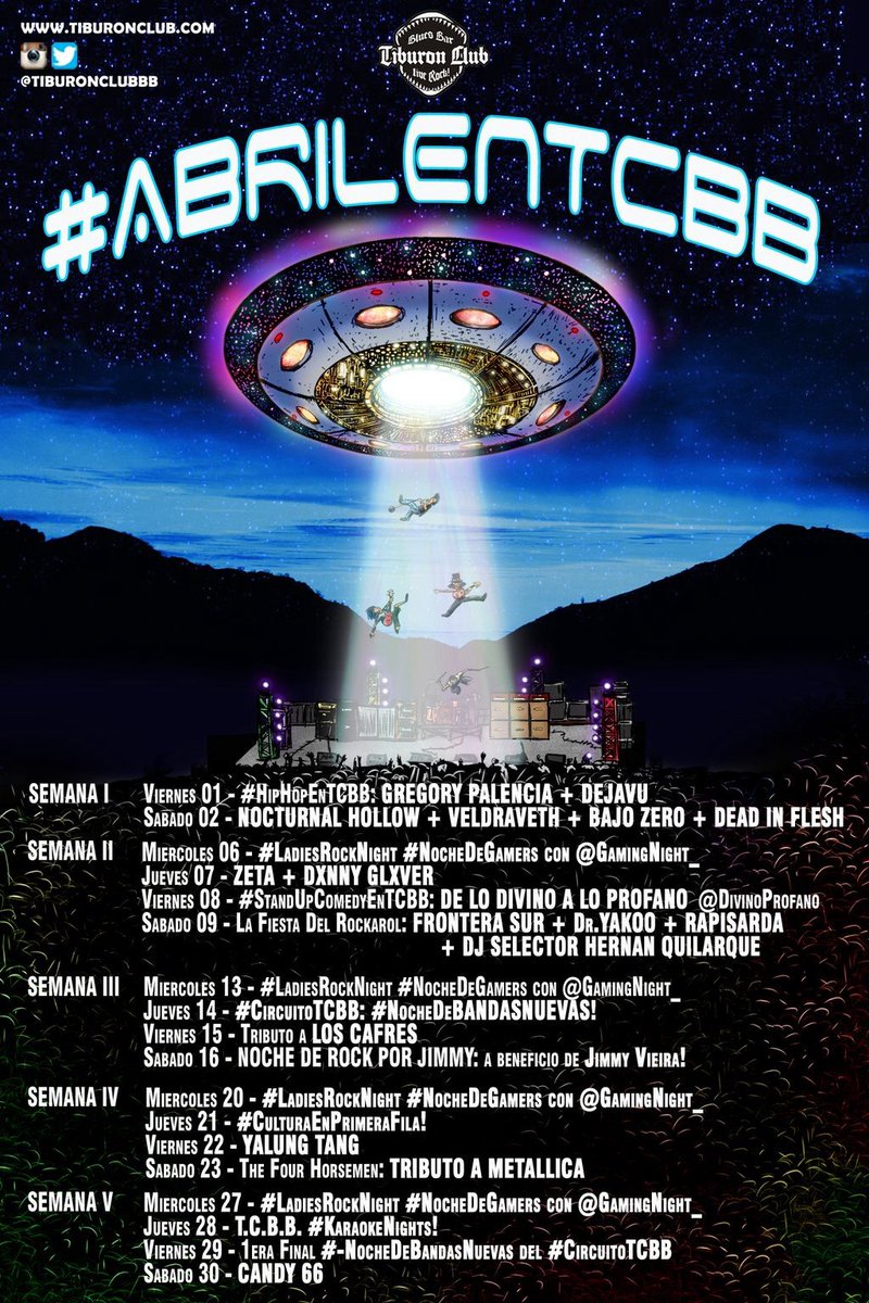 Buenos días Rockers!!! chequea el calendario de #ABRILEnTCBB