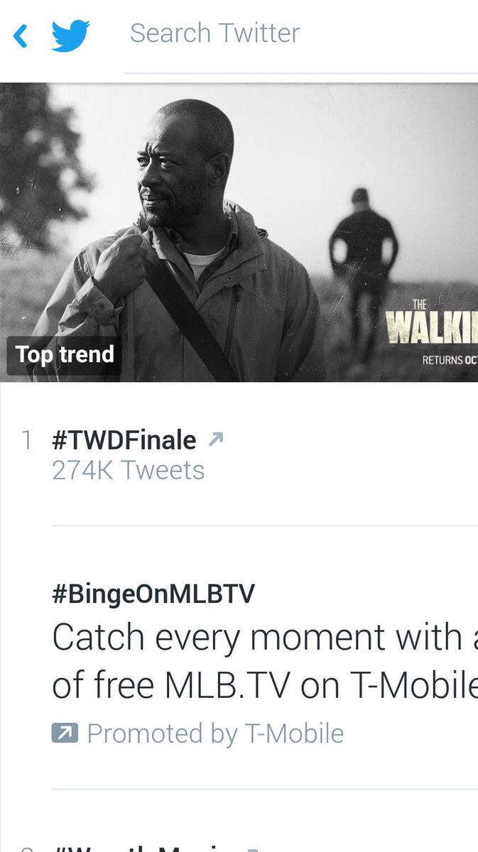 TWDBitch_1's tweet photo. Well look at that. Number 1 trend #TWDFinale @WalkingDead_AMC #TheWalkingDead #TheWalkingDeadFinale  #Deadbuzz 👏👏👏👏 https://t.co/kFk9vhxtIg