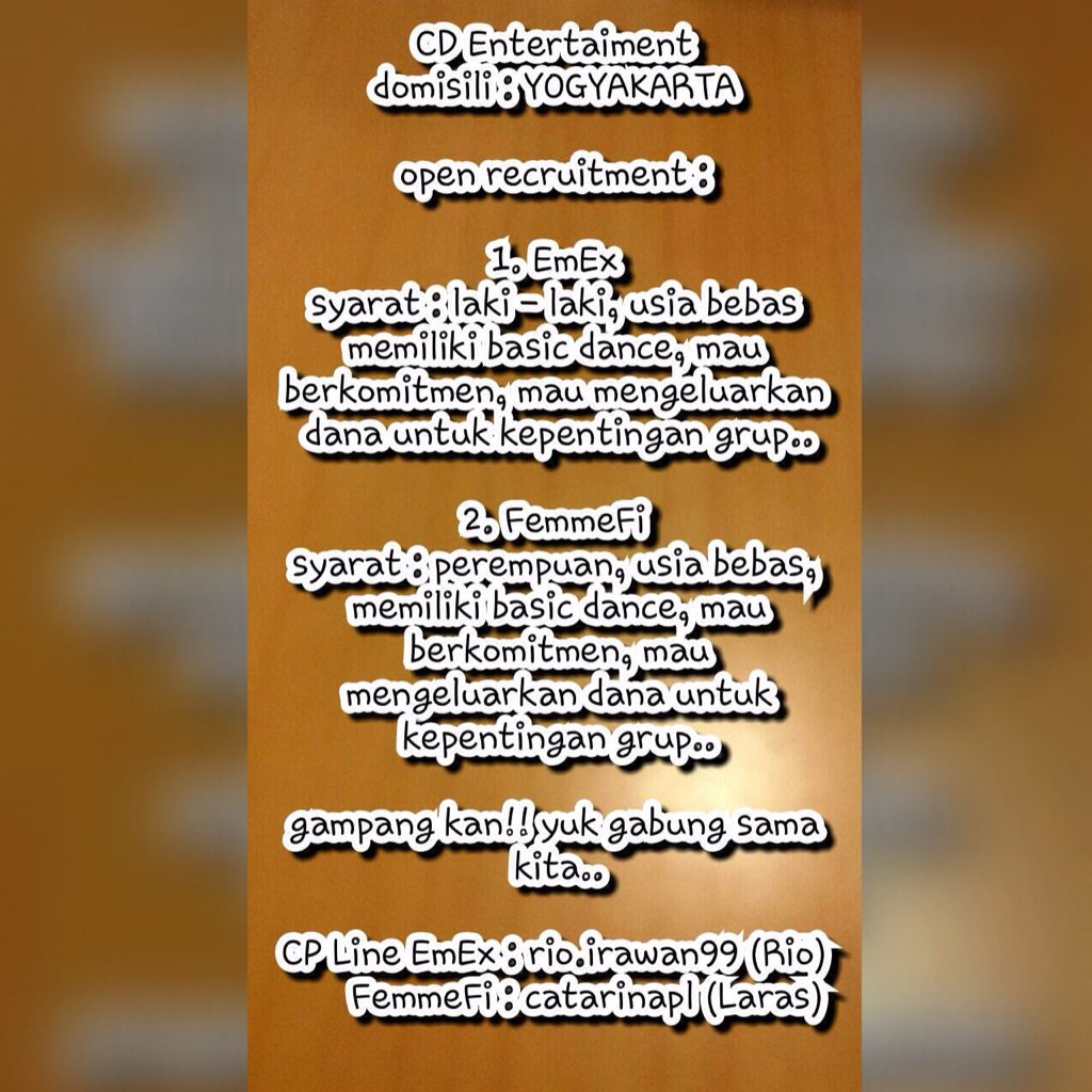 CD Entertainment Jogja Open Recruitment!! Yuhuhu~~ ayo cek gambar
