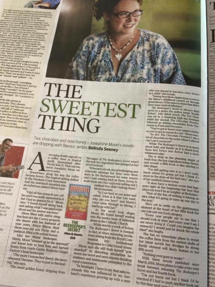 AllenAndUnwin's tweet photo. Lovely interview with @Josephine_Moon about #TheBeekeepersSecret @CourierMail https://t.co/jisIQAf1Vg