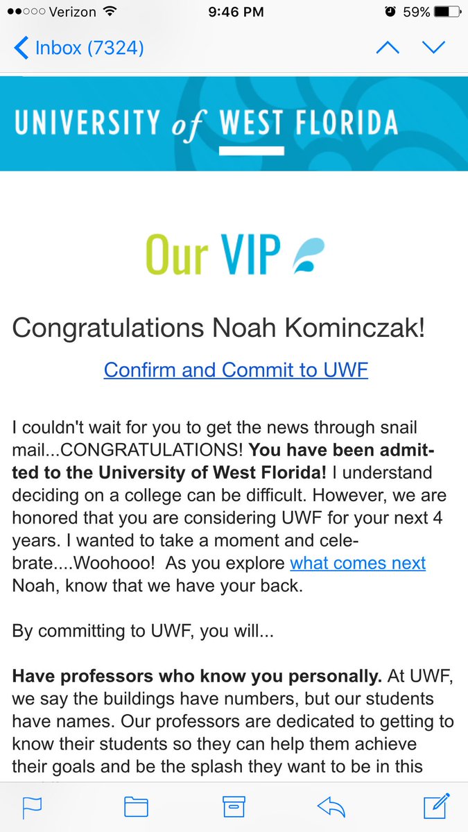 kominczak's tweet photo. First of many hopefully!! #uwf #Argo #firstacceptanceletter https://t.co/KWeLeCYWCb