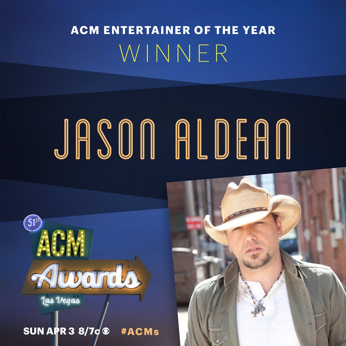 ACMawards's tweet photo. Congratulations to @Jason_Aldean on his first ever #ACMs Entertainer of the Year win! https://t.co/XXjIZLsGBH