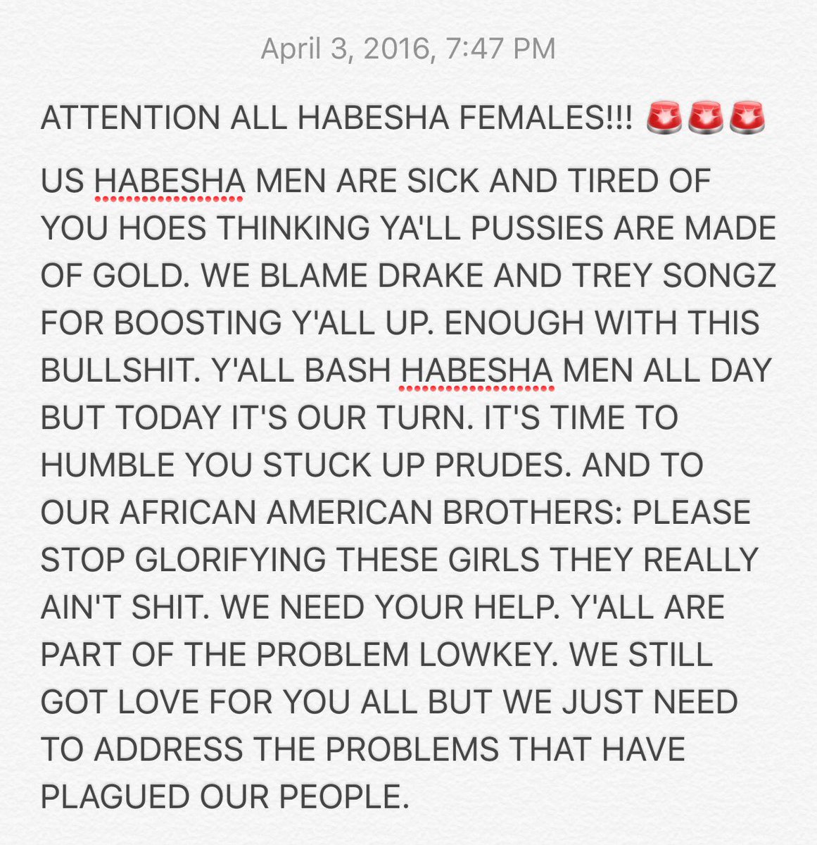 Stop Habesha Girls Stopgassing2016 Twitter 