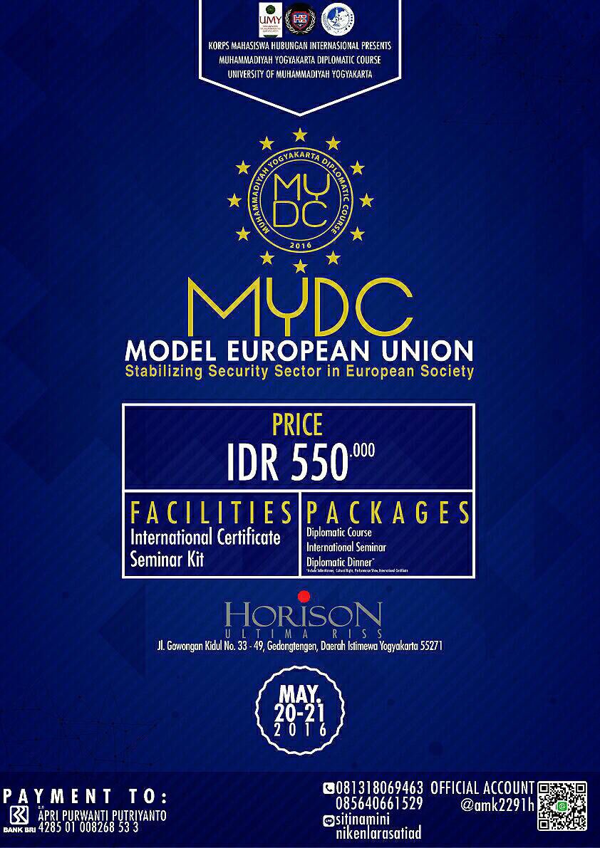 Yuk para calon diplomat muda, ikuti MYDC <a href="/komahiumy/">Komahi UMY</a>, rasakan pengalaman menjadi delegasi negara di berbagai dunia :)