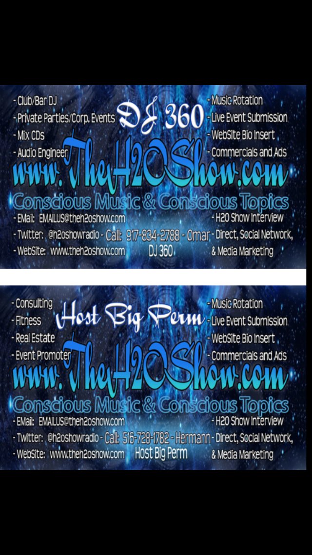 H2OShowRadio's tweet photo. #NewYorkDJ360 and #HostBigPerm shares with our audience #ConsciousTopics and #ConsciousMusic https://t.co/ePF8wk5XnW https://t.co/s6VzZNPoJv