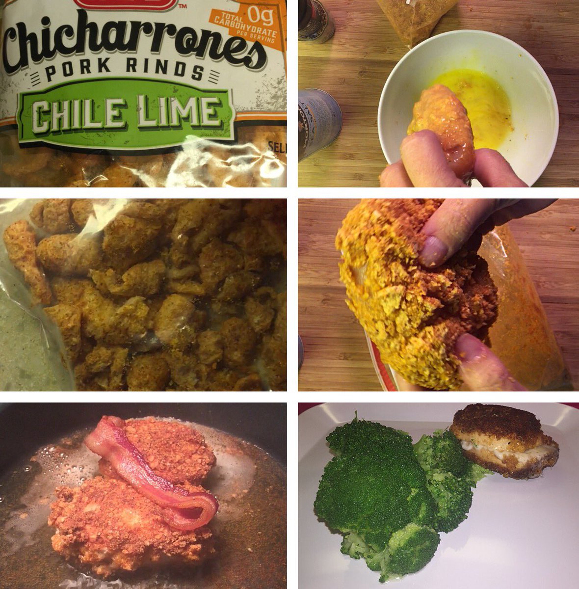 carbcutting's tweet photo. 196.3 cal / 3.3 car Chile lime pork rind crstd chk brst stufd w/ prov & bcon, srvd w/ broc
delicious! #LCNF #keto https://t.co/eimNeanwSF