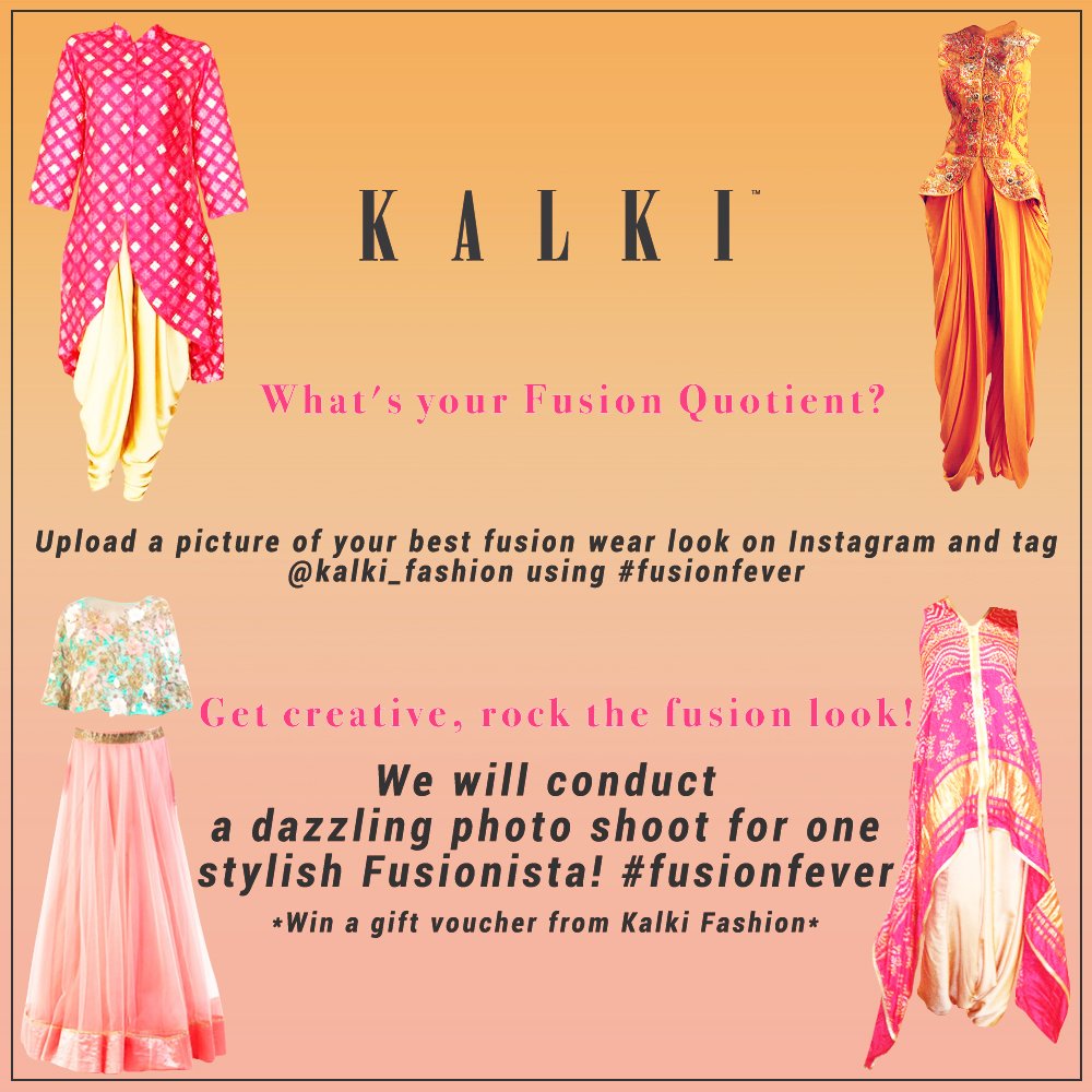 kalkifashion's tweet photo. #ContestAlert Be the Fusionista! Participate now! #kalkifashion #fusionfever #fusionista #fashion https://t.co/jJWOF2lWXW