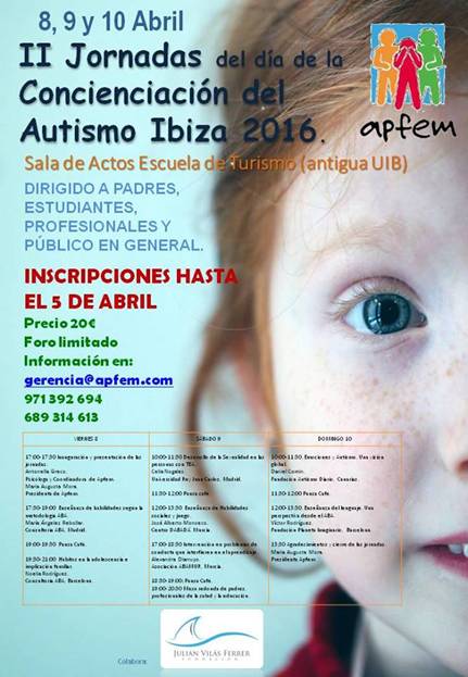 consaludmental's tweet photo. Del 8 al 10 de abril en #Ibiza son las II Jornadas de concienciación del #Autismo https://t.co/RCKdxI6U7q vía @APFEM https://t.co/3oJxDfIgXU