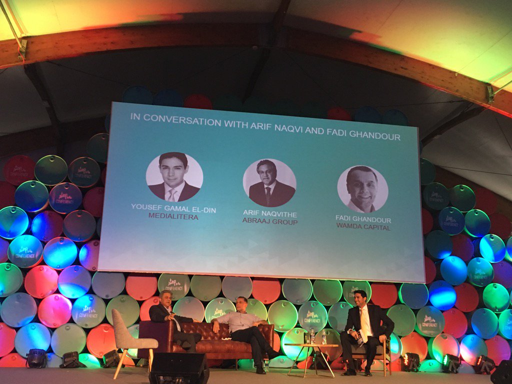 asmashabab's tweet image. Arif Naqvi and Fadi Ghandour on stage at #Step2016 #IBMatSTEP