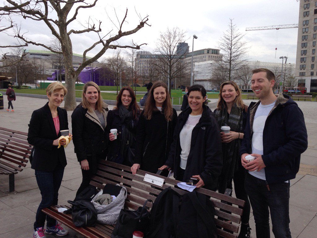 CharlieMawer's tweet photo. Team RB gather for briefing at most appropriate spot - a bench we created about 11 yrs ago for #bbc4 #placetothink https://t.co/ywbNokAeVs