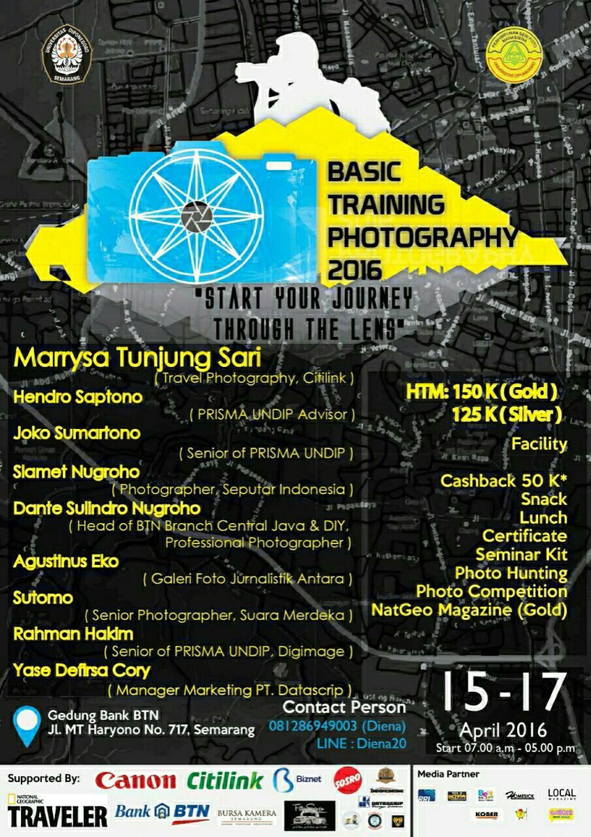 Segera daftarkan dirimu di Basic Training Photography 2016 bersama <a href="/prismaundip/">Prisma Undip</a> !!! Nb: terbuka untuk umum #kelasss