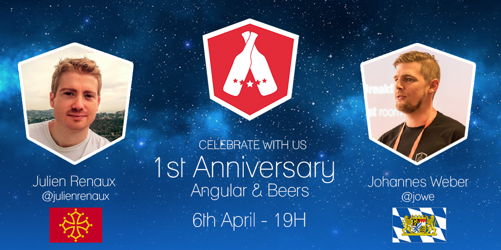 hackcolab's tweet image. Celebrate with us our first @meetup anniversary with other #Angular communities 🎂 ⇢ angularbeers.org/schedule/