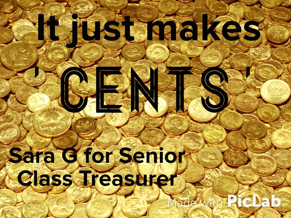 saragreaves_'s tweet photo. It just makes 'CENTS'
Vote Sara Greaves as Senior Class Treasurer #StuGo2016 https://t.co/HxR01YjVyd