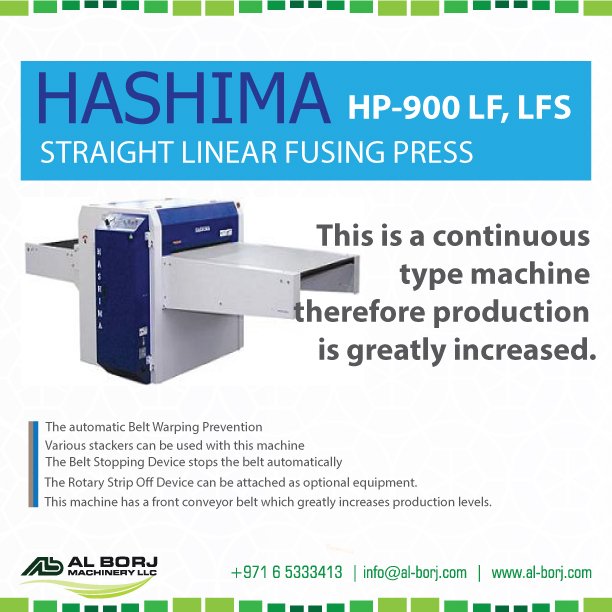 alborj's tweet image. #Hashima Fusing Machine HP-900LF, LFS Straight Linear Fusing Press
#alborjmachineryllc #fusingmachines #industrial