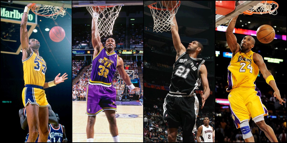 ESPNNBA's tweet photo. Most 1,000+ Pt seasons, NBA history:
Kareem - 19
Mailman - 18
Timmy - 17
Kobe - 16 https://t.co/GIX273mSRM