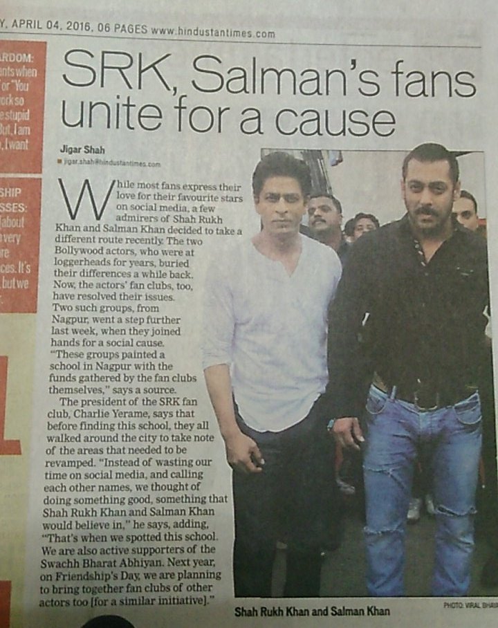 pyasiaatma's tweet photo. SRK , Salman's Fans unites for a cause #12DaysForFAN https://t.co/oblLjZyEPv