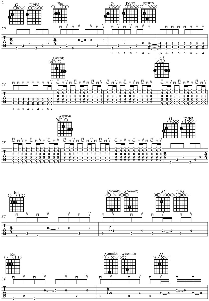 HGuitarLessons's tweet image. The first two pages of the #guitar chart for the #FooFighters "Over And Out" #GuitarLessonsHobart #Hobart #Tasmania