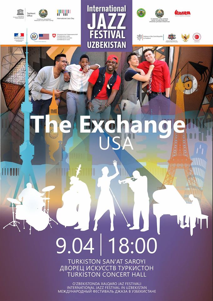 U.S.Embassy Tashkent (@usembtashkent) on Twitter photo The American group, <a href="/ExchangeVocal/">The Exchange Vocal</a>, will perform live at the #TurkistonPalace on April 9 ow.ly/10fnD7 The American group, <a href="/ExchangeVocal/">The Exchange Vocal</a>, will perform live at the #TurkistonPalace on April 9 ow.ly/10fnD7