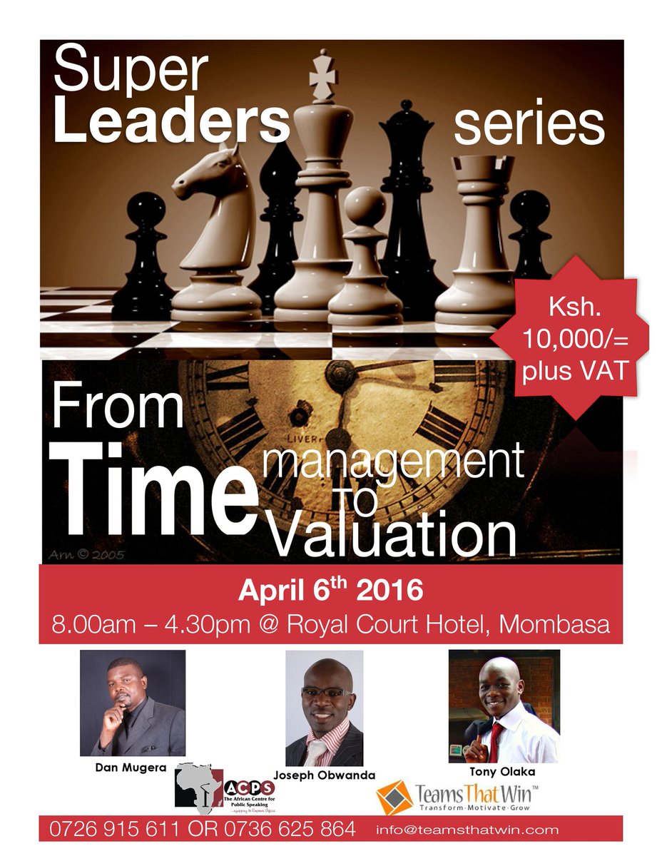 Two days to go. Leadership and time valuation. From time management to time valuation. Register today(deadline)